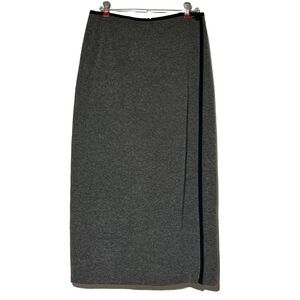 Talbots Womens Gray Wrap Skirt Sz. 12 Buttons Long Length Business Casual